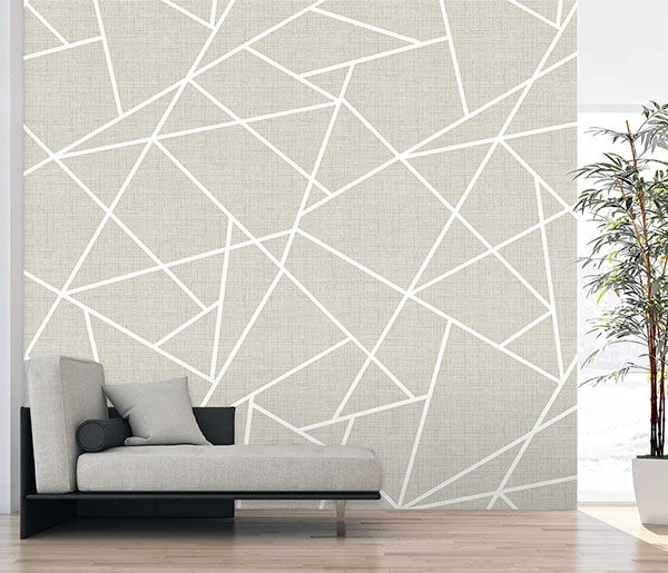 Modern Lines White on Dove Grey Wall Mural