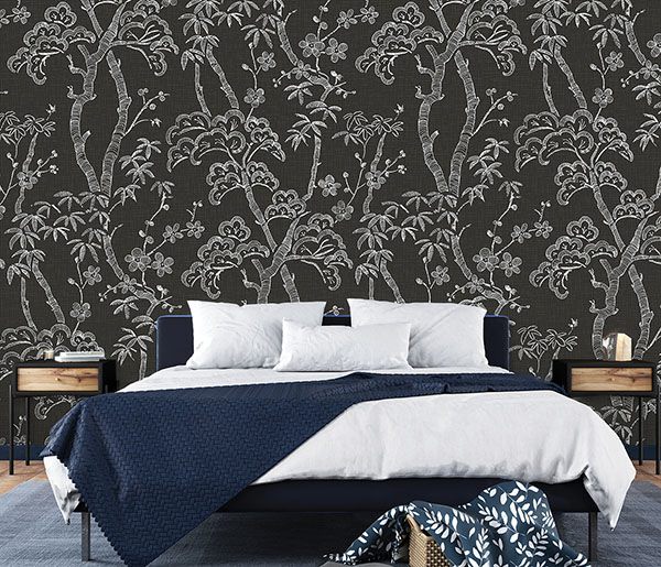 Storybook Forest Charcoal Grey Wall Mural