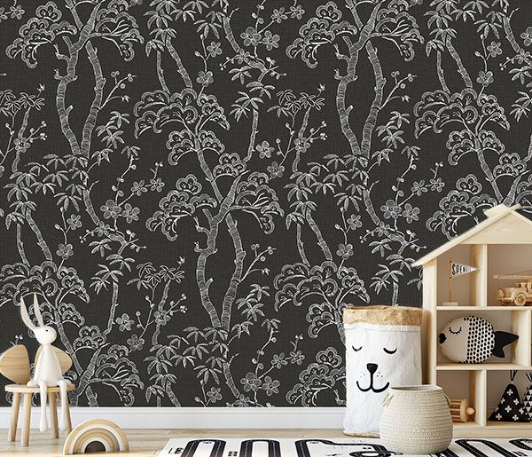 Storybook Forest Charcoal Grey Wall Mural