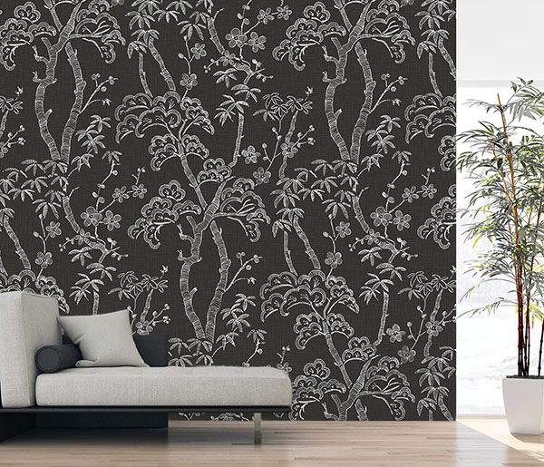 Storybook Forest Charcoal Grey Wall Mural