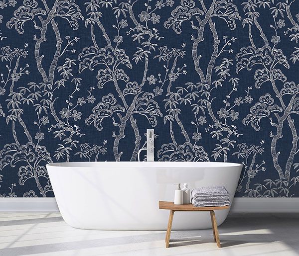 Storybook Forest Denim Blue Wall Mural