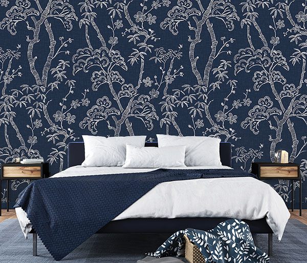 Storybook Forest Denim Blue Wall Mural