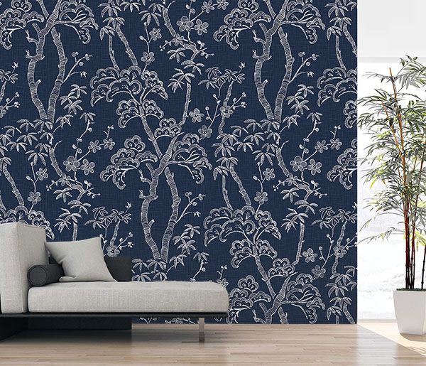 Storybook Forest Denim Blue Wall Mural