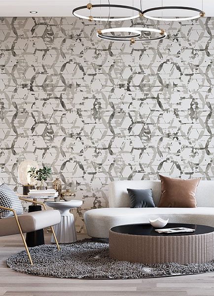Hex-A-Gone Dove Grey Wall Mural