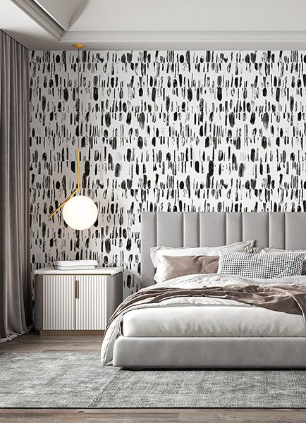 Bold Brush Strokes Black Wall Mural