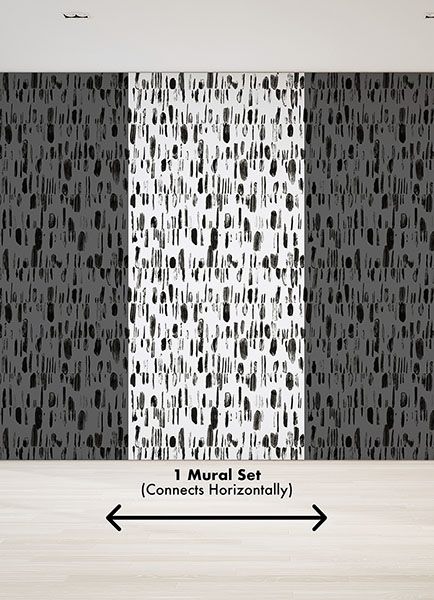 Bold Brush Strokes Black Wall Mural