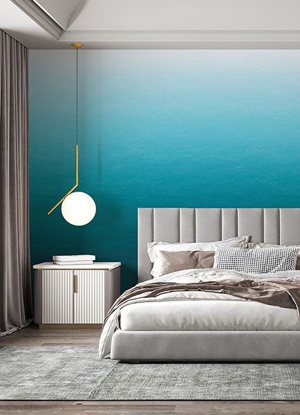 Caribbean Sea Teal Blue Ombre Wall Mural