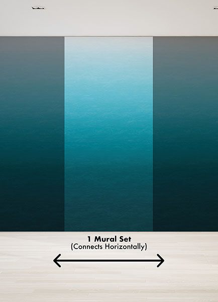 Caribbean Sea Teal Blue Ombre Wall Mural