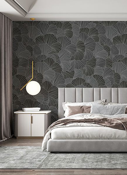 Petals Charcoal Grey Wall Mural