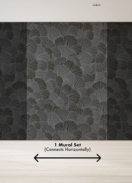 Petals Charcoal Grey Wall Mural