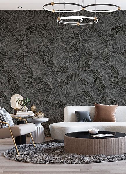 Petals Charcoal Grey Wall Mural