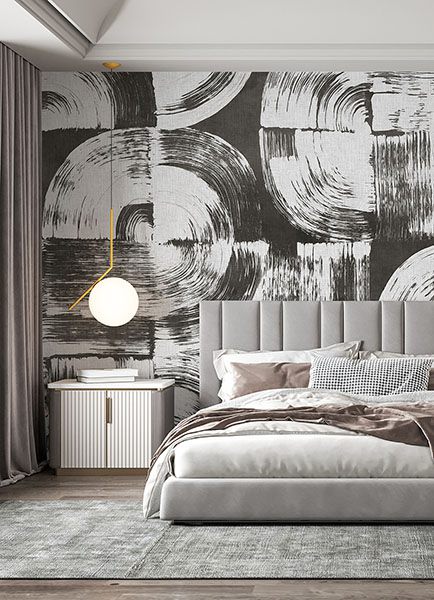 Brushstrokes Charcoal Grey Wall Mural