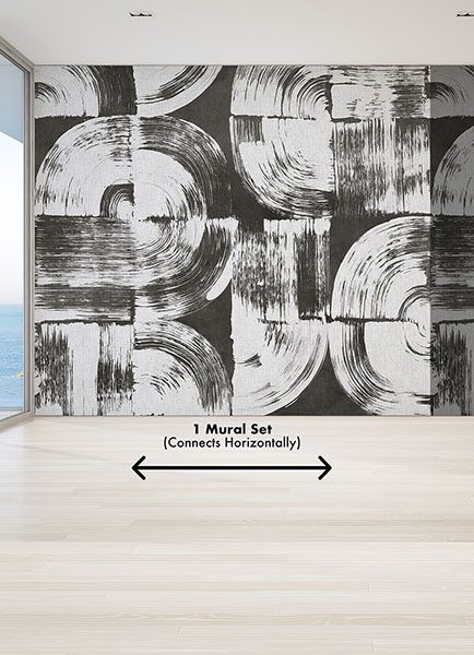 Brushstrokes Charcoal Grey Wall Mural
