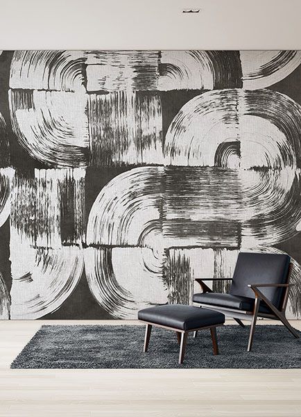 Brushstrokes Charcoal Grey Wall Mural