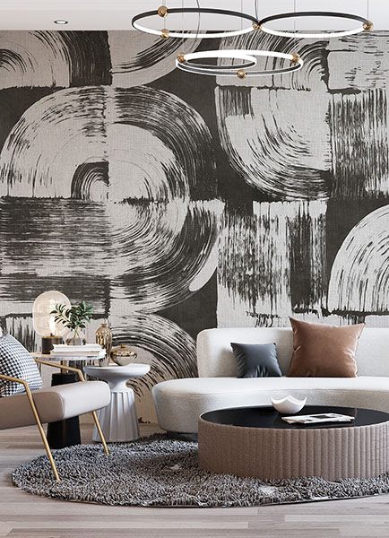 Brushstrokes Charcoal Grey Wall Mural