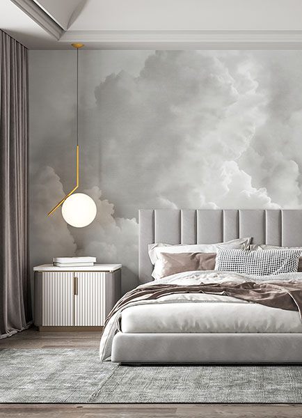 In the Clouds Dove Grey Wall Mural