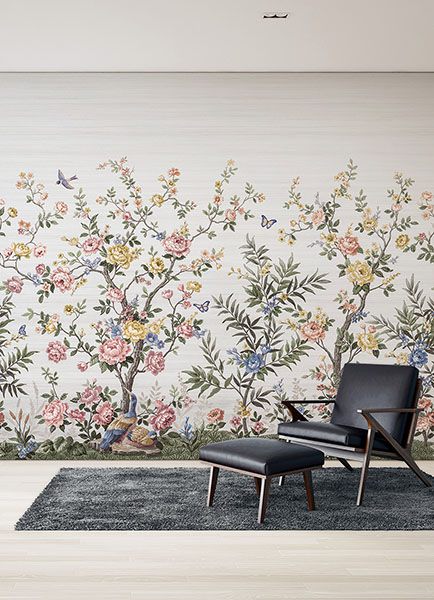 Spring Chinoiserie Soft White Wall Mural