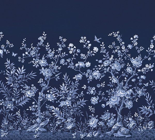 Twilight Chinoiserie Midnight Blue Wall Mural