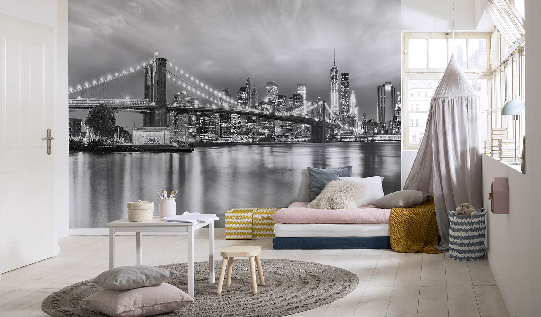 Brooklyn Black & White Wall Mural