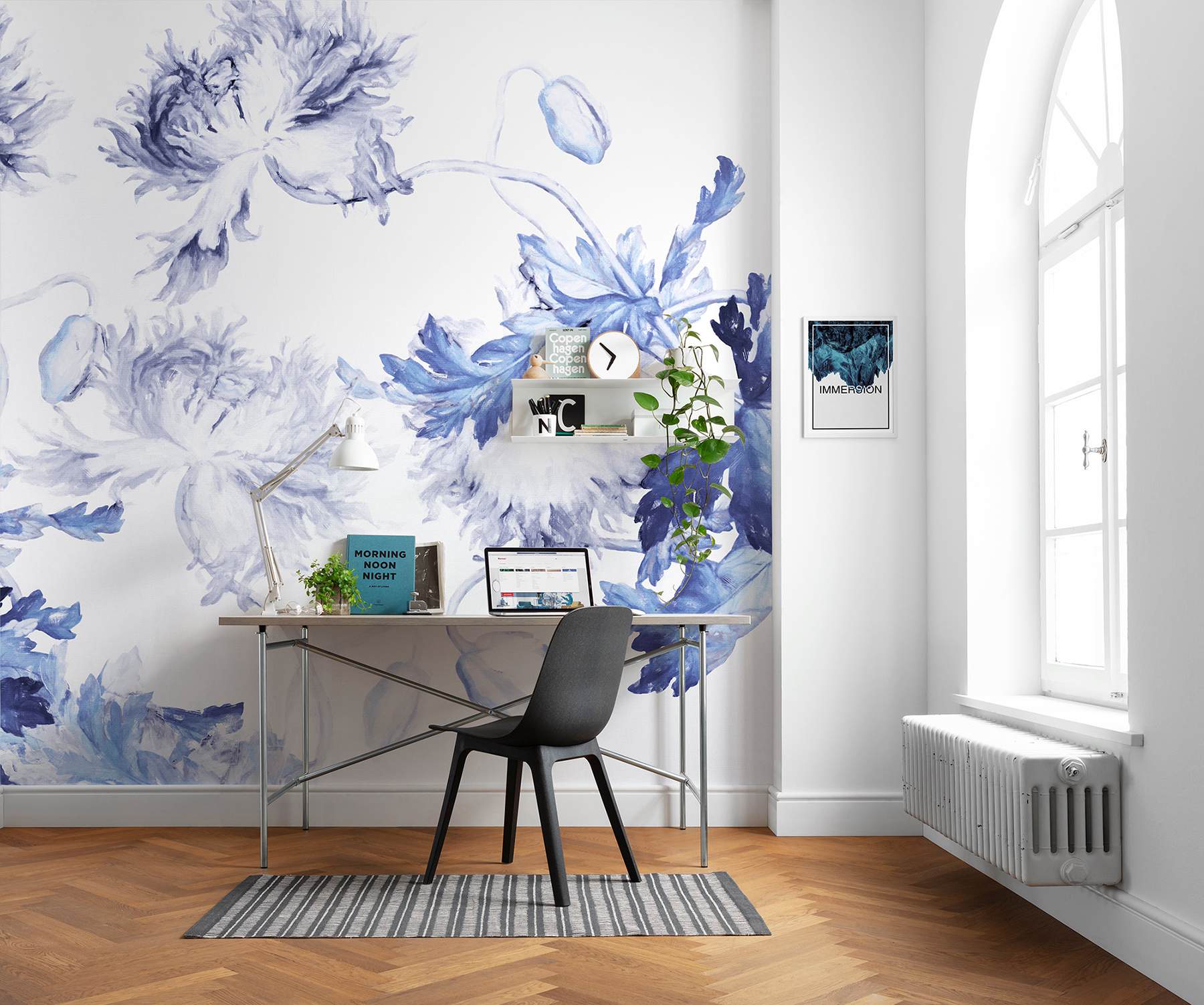 Blue Silhouettes Wall Mural