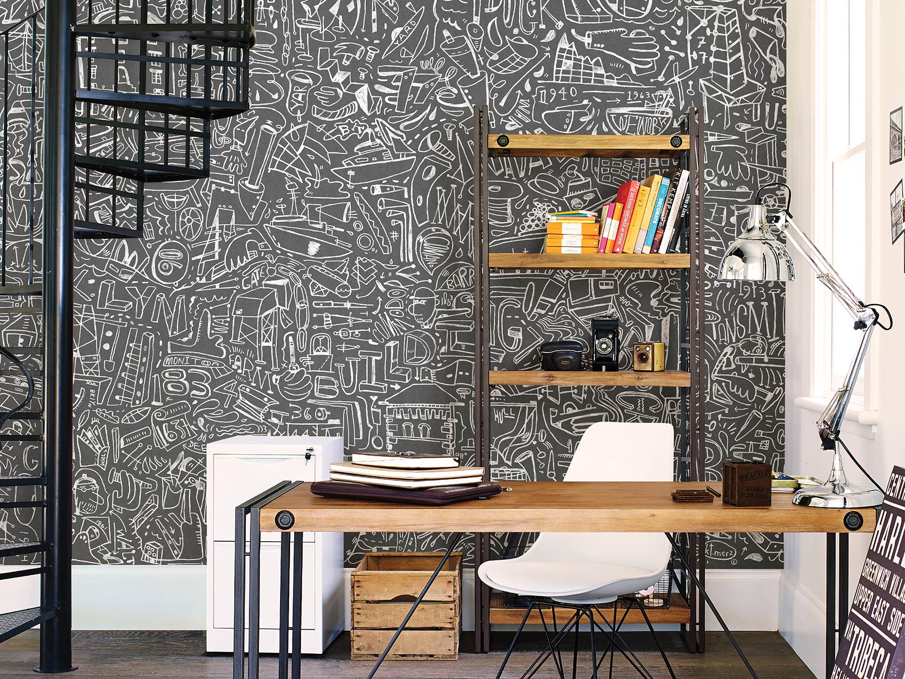 BKLYN Navy Yard Grey Wall Mural