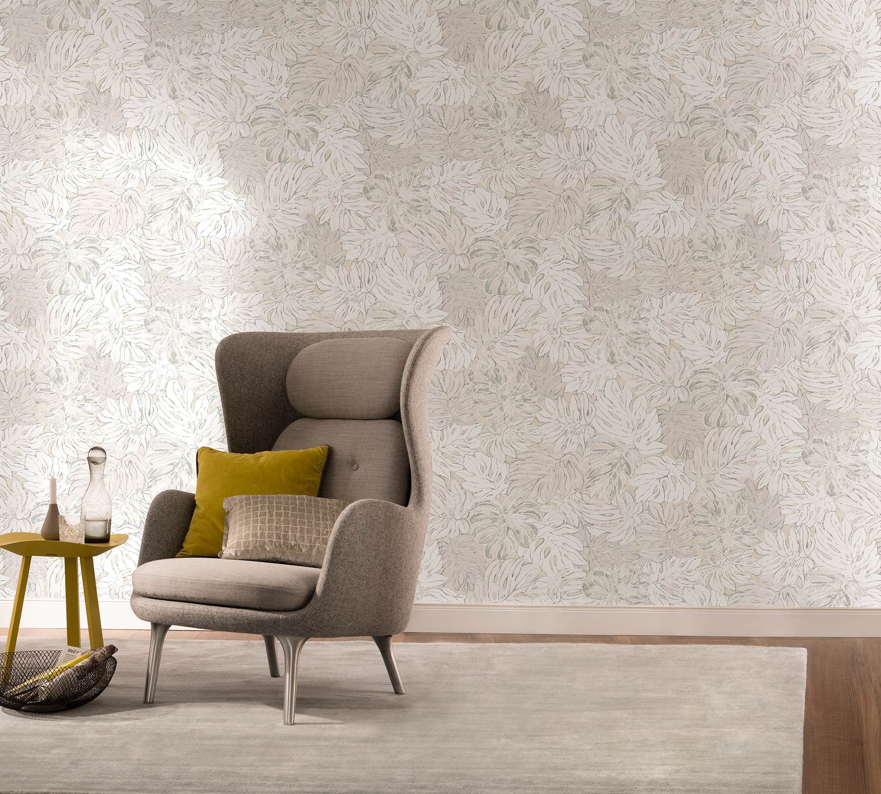 Cedar White Botanical Wallpaper