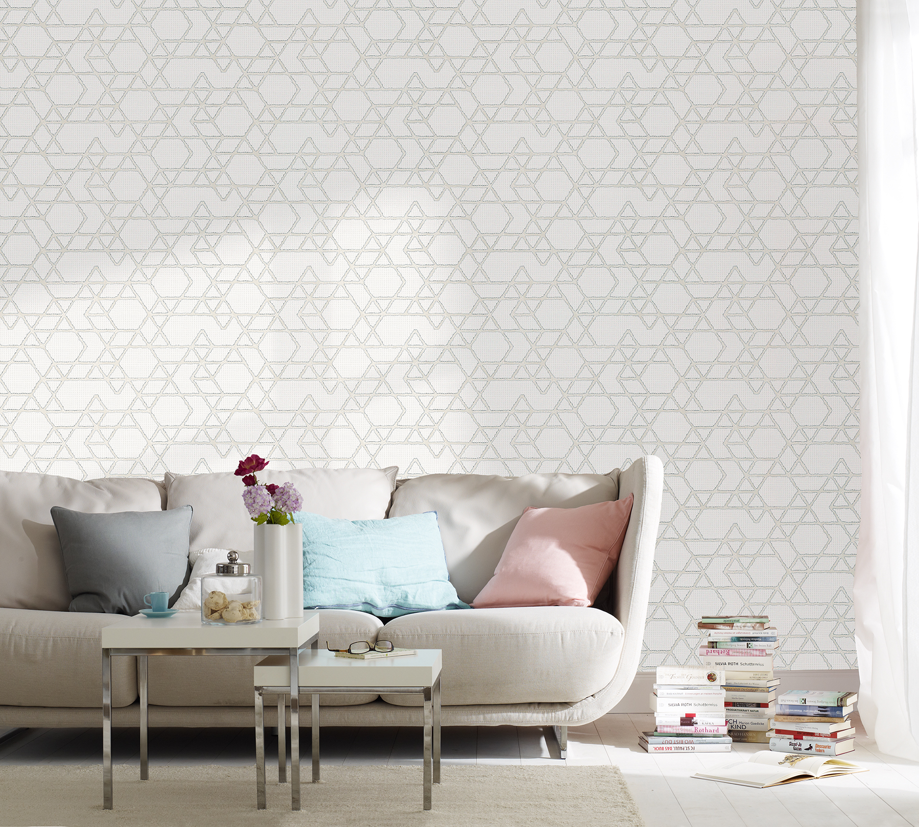 Montego Off-White Geometric Wallpaper