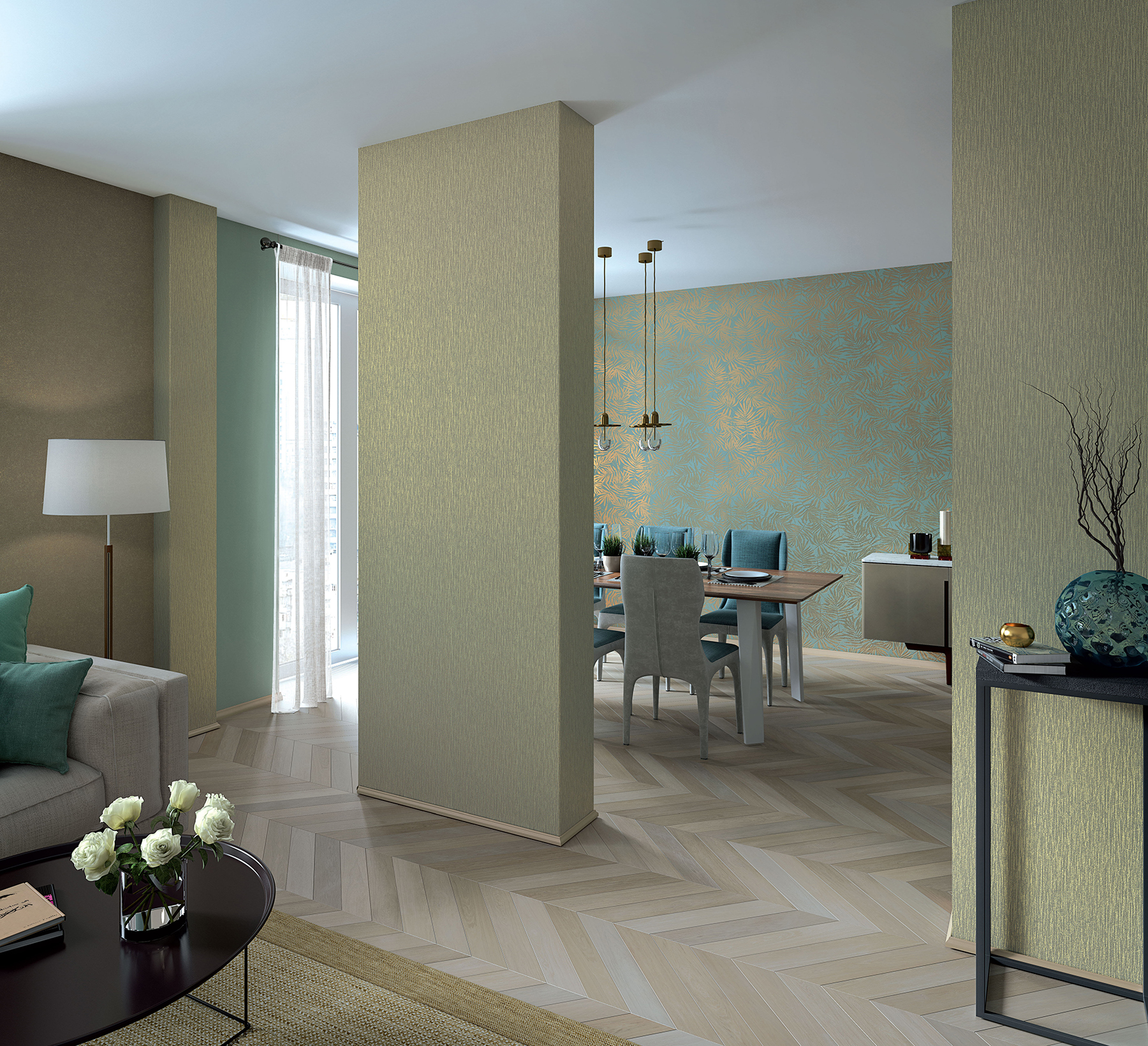 La Veneziana Green Leaf Wallpaper
