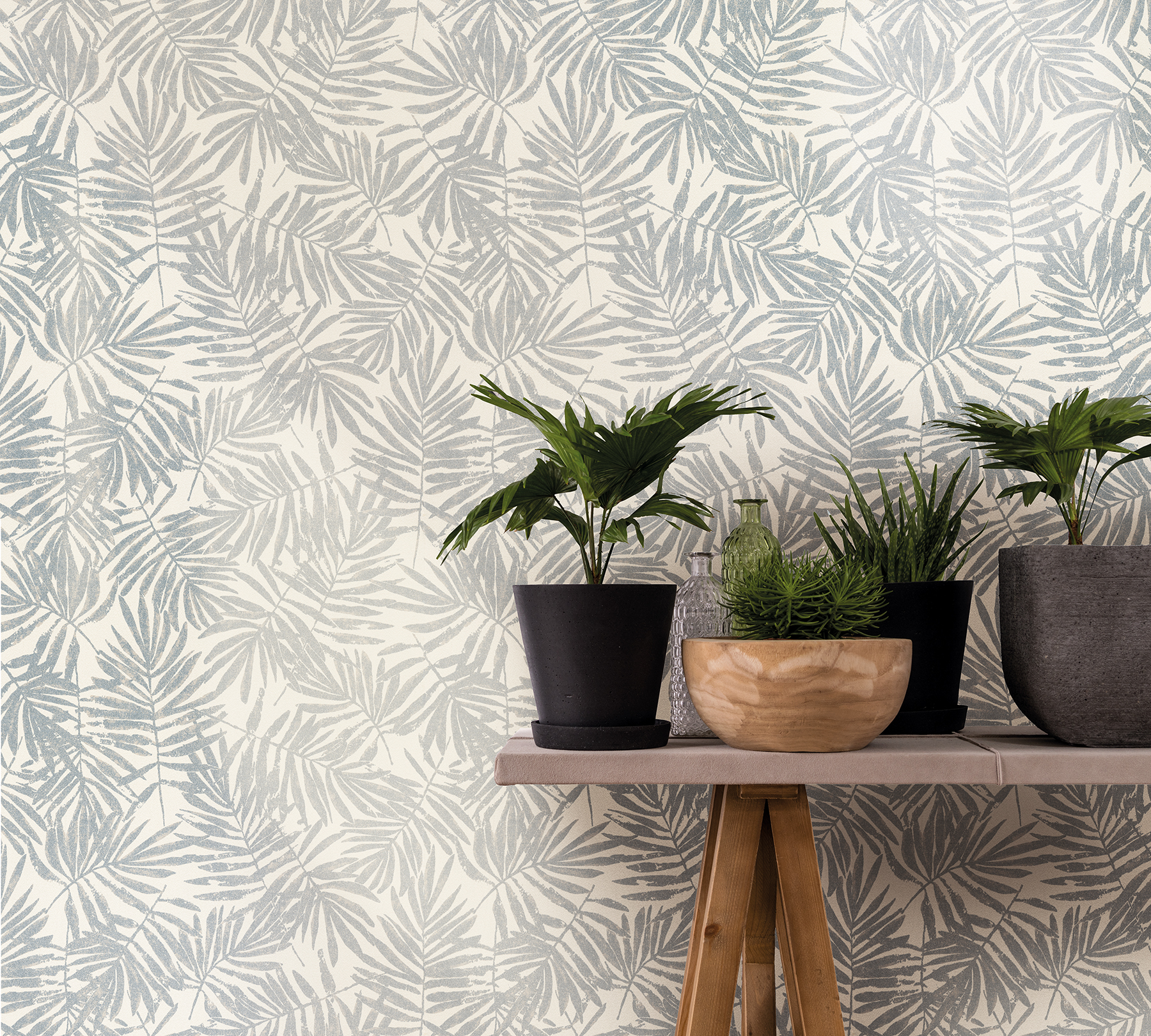 La Veneziana Pewter Leaf Wallpaper
