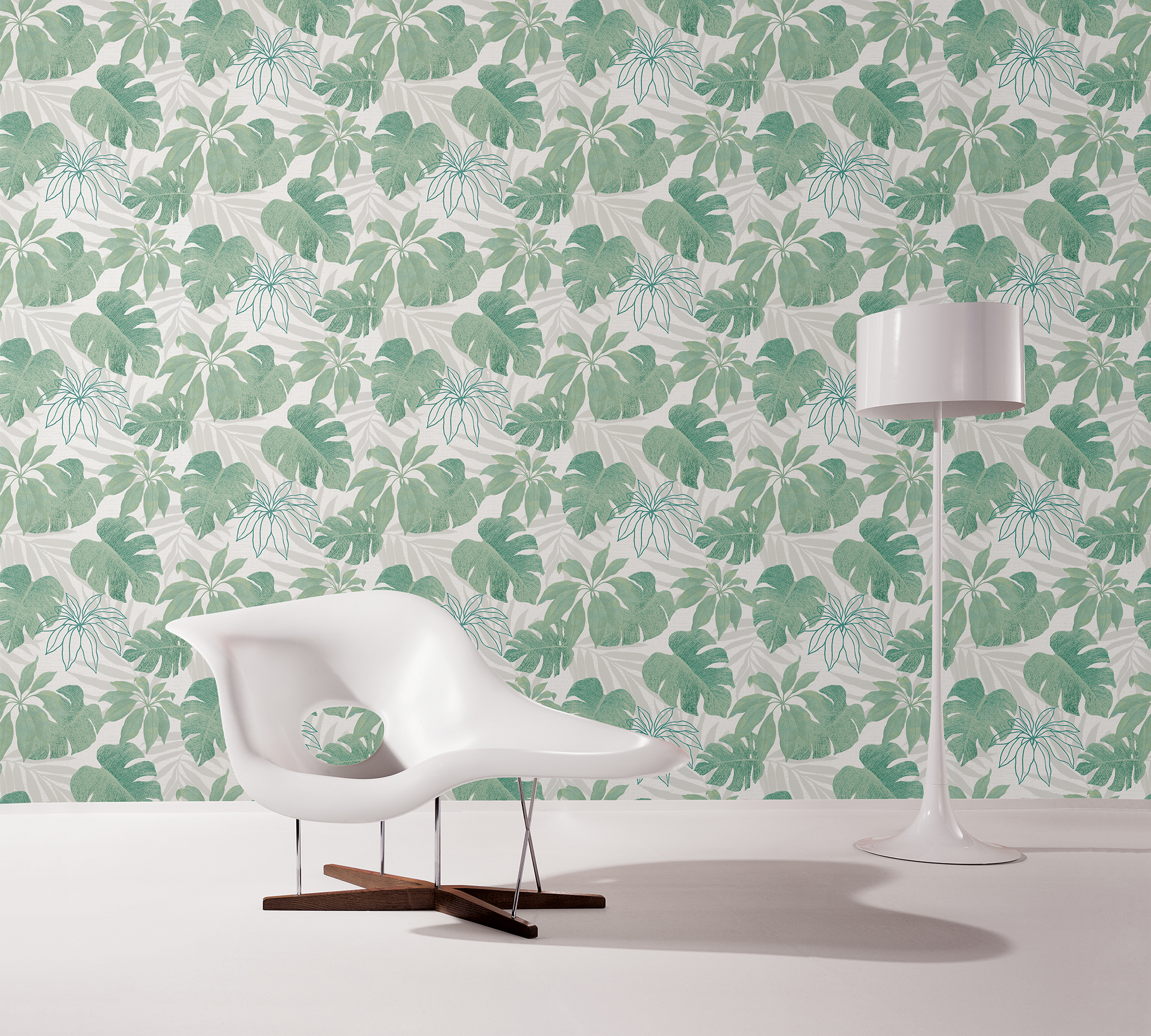 Nona Green Tropical Leaves Wallpaper