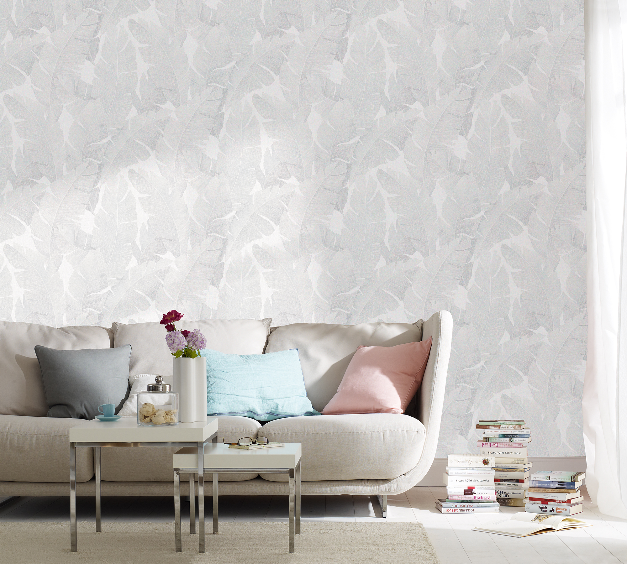 Attalea White Palm Leaf Wallpaper