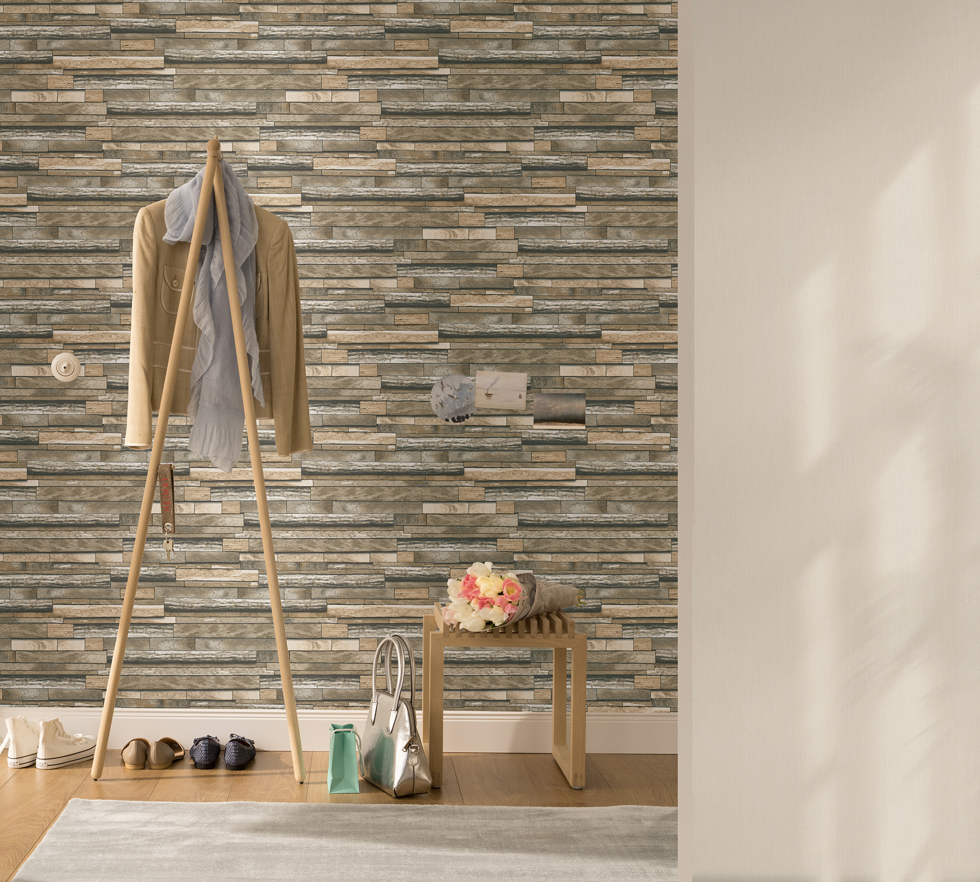 Federico Beige Slate Wallpaper