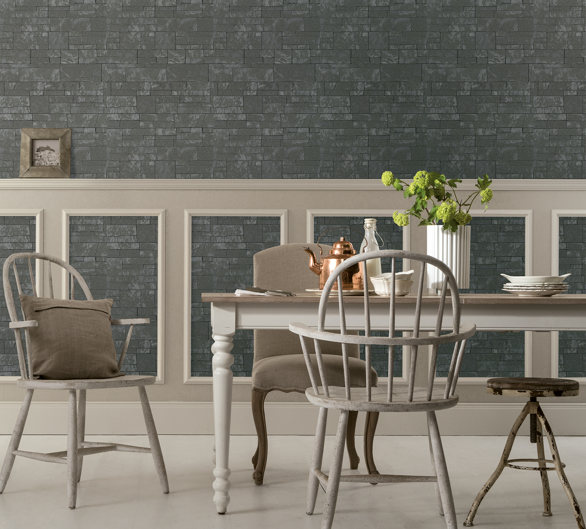 Hernando Charcoal Stones Wallpaper