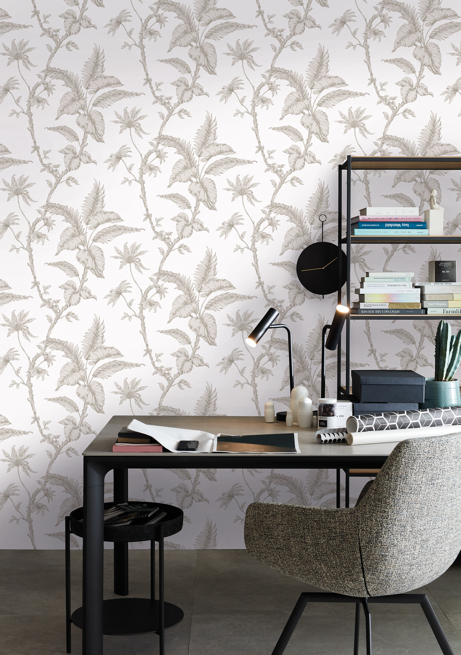 Cival White Fern Trail Wallpaper