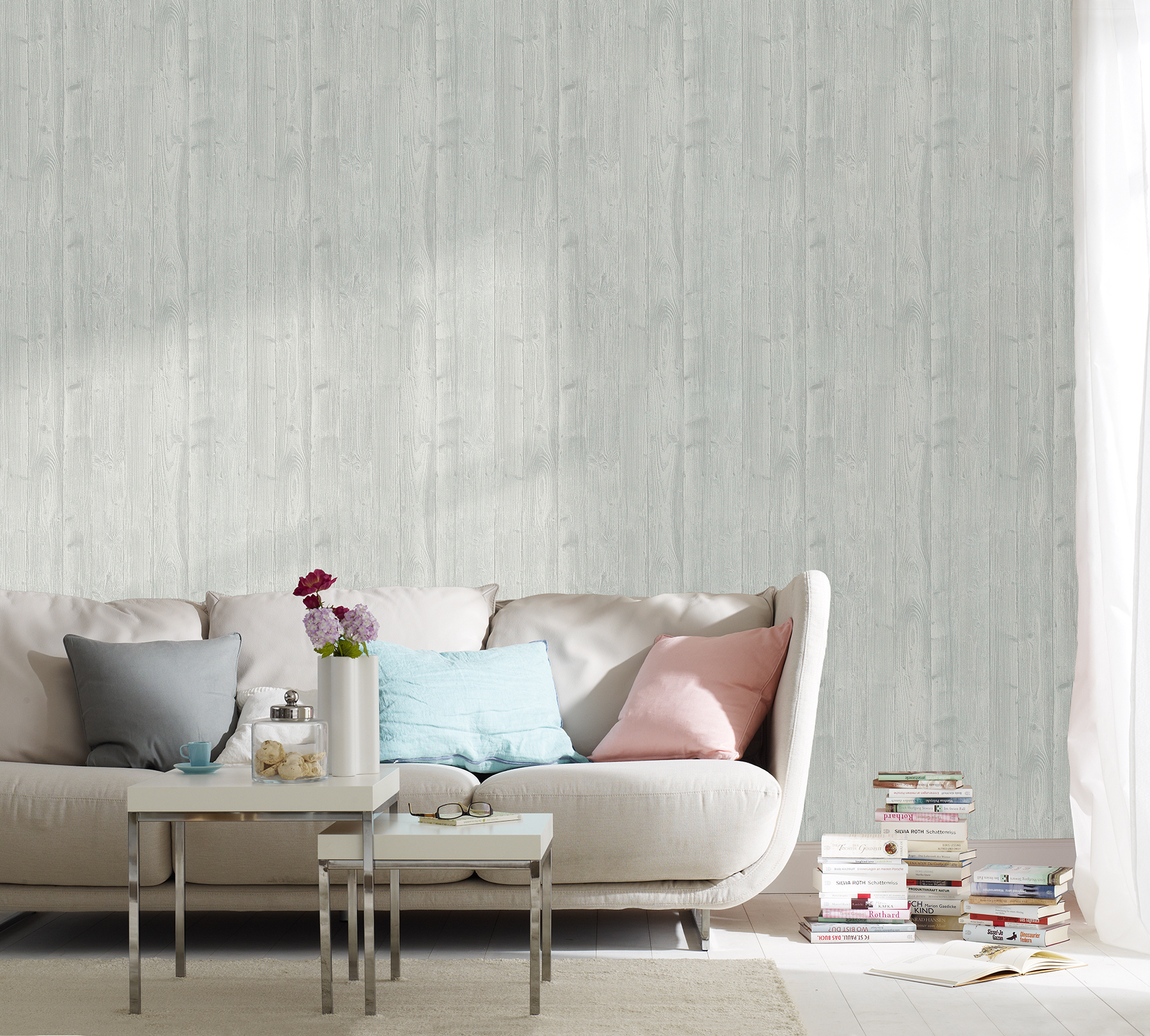 Talbot Light Grey Wood Wallpaper