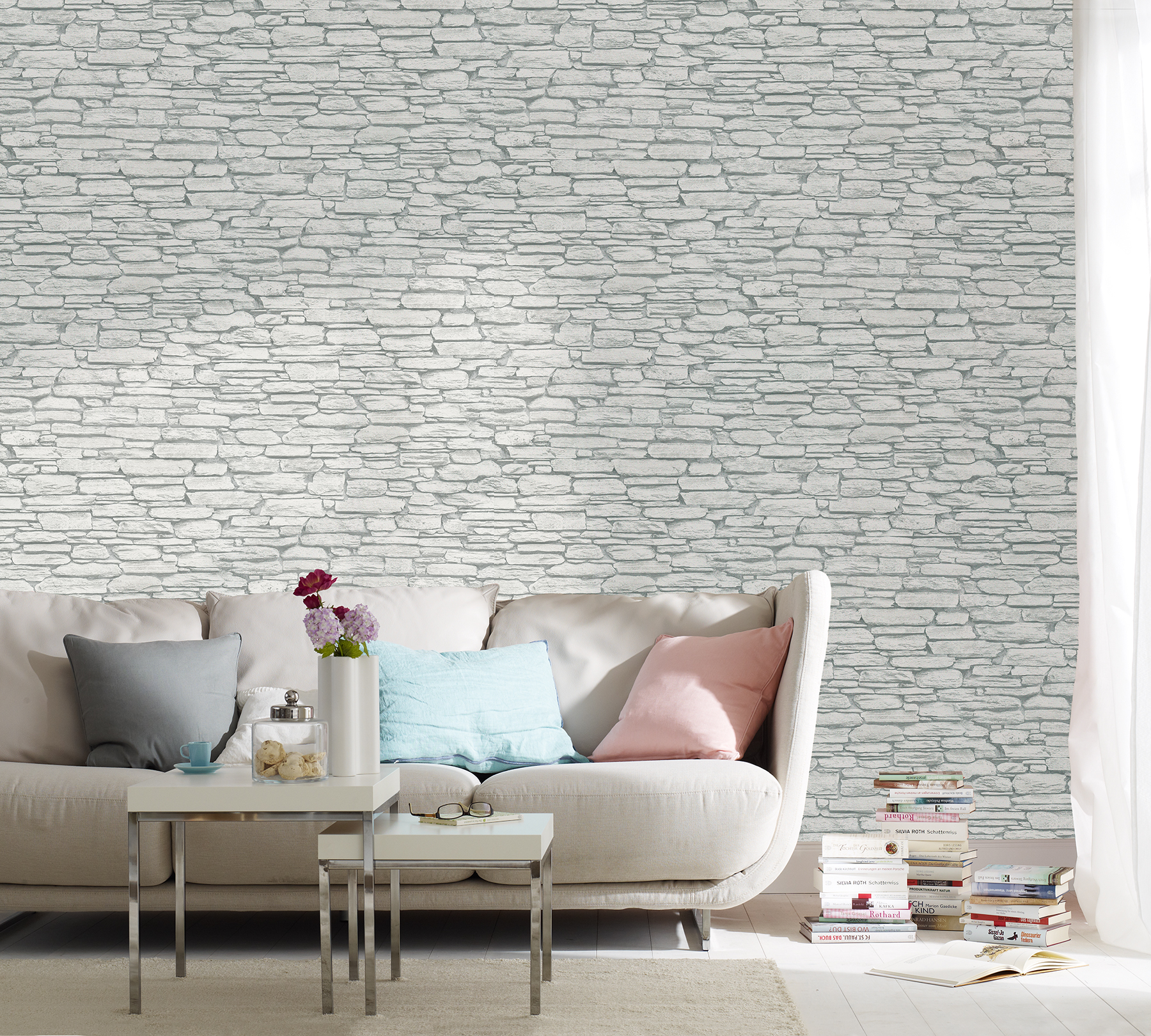 Kamen Light Grey Stone Wallpaper