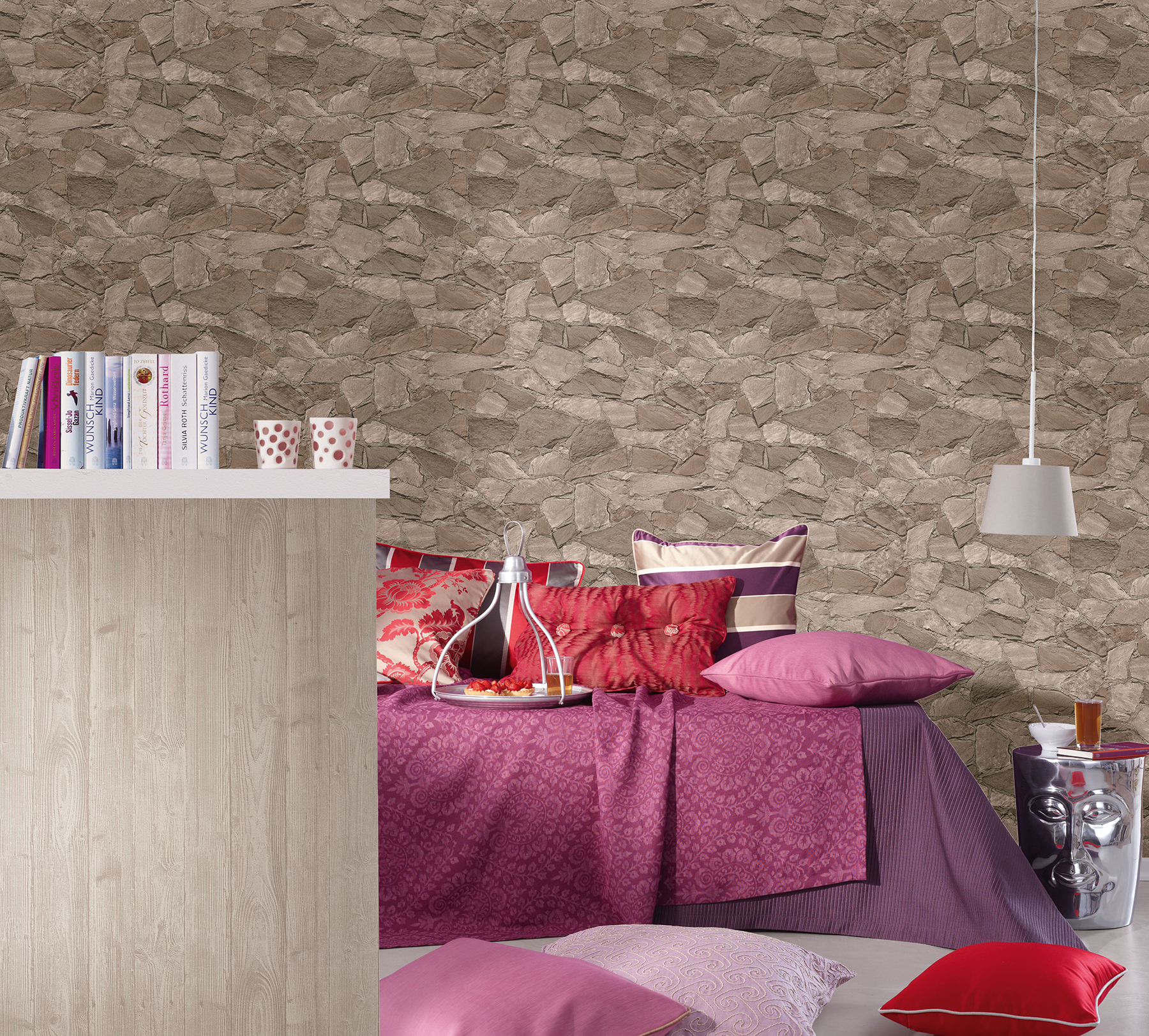 Stanley Charcoal Stone Wallpaper