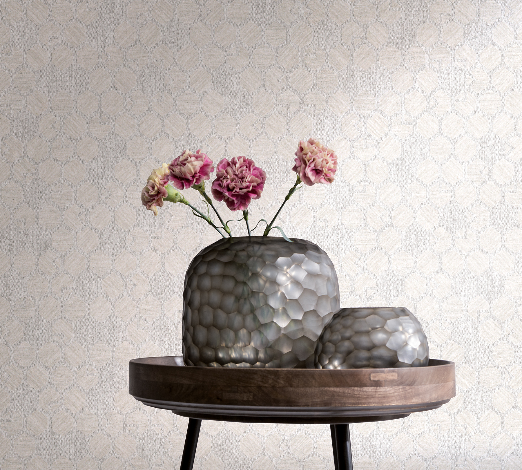 Natasha Cream Hexagon Wallpaper