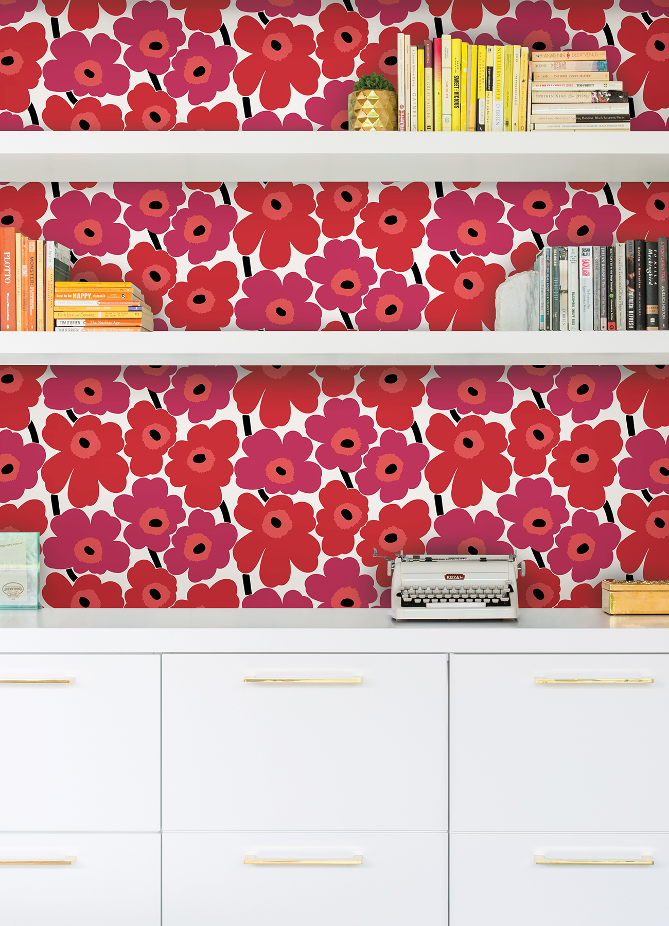 Red Pieni Unikko Peel & Stick Wallpaper