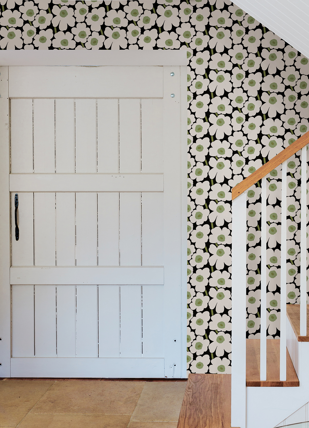 Black Pieni Unikko Peel & Stick Wallpaper
