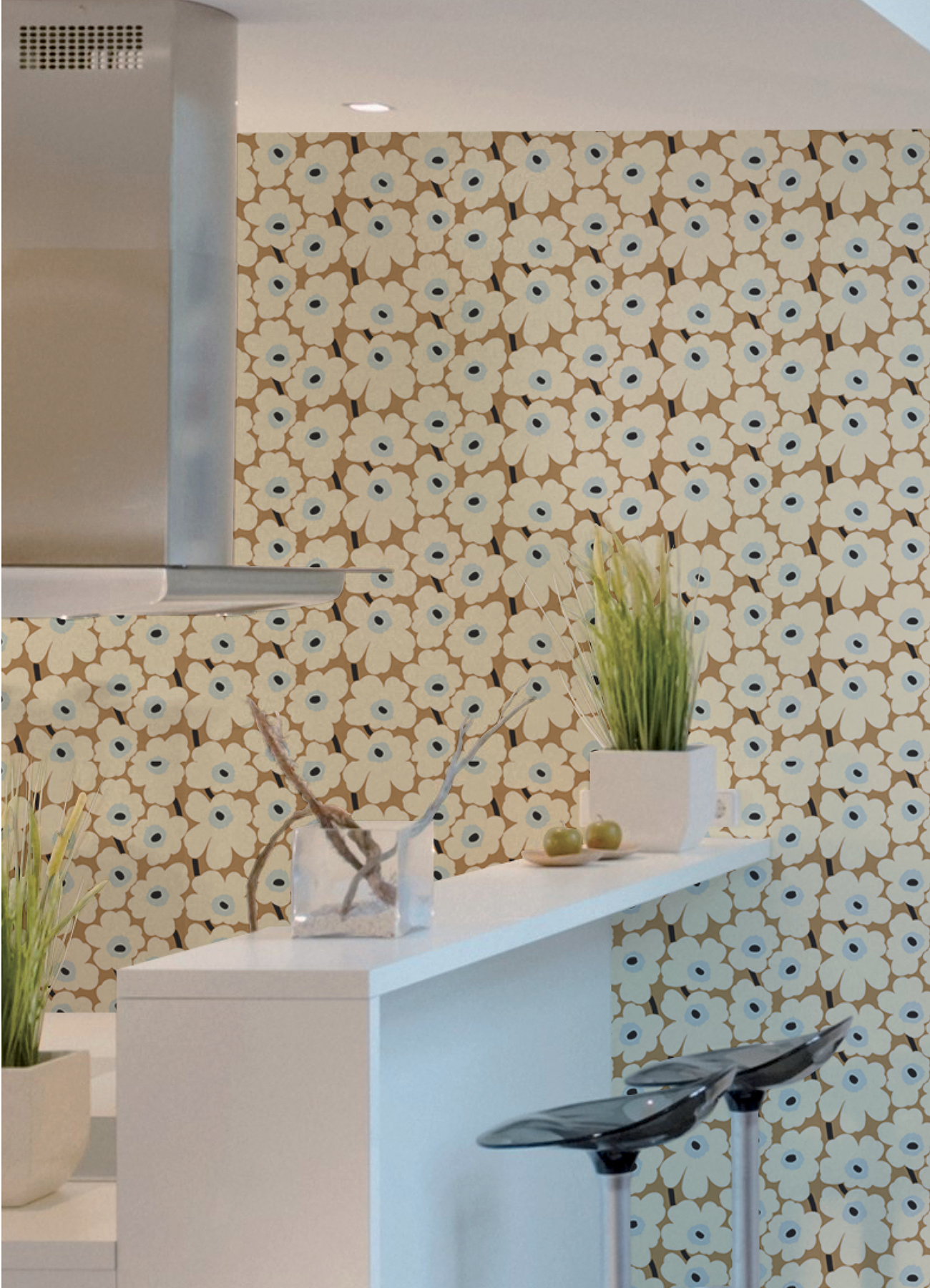 Beige Pieni Unikko Peel & Stick Wallpaper