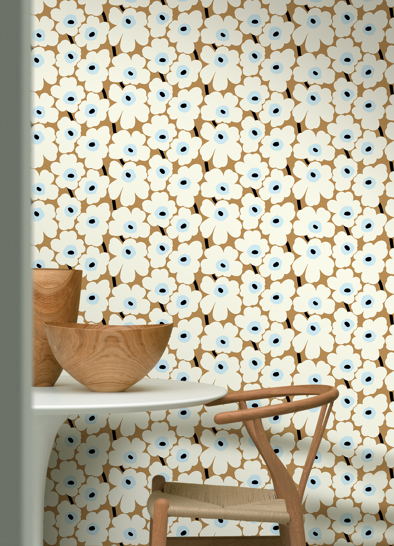 Beige Pieni Unikko Peel & Stick Wallpaper