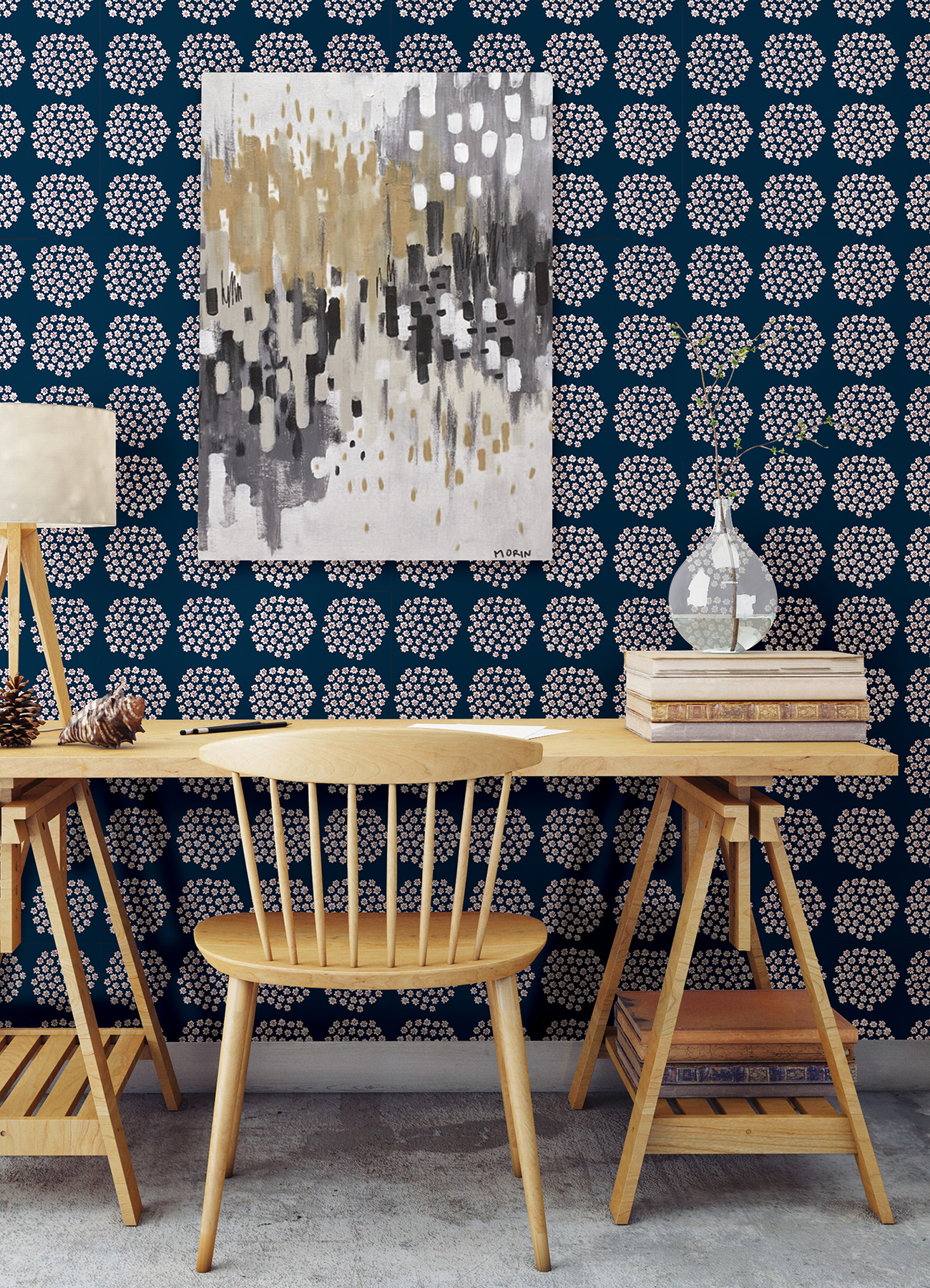 Navy Puketti Peel & Stick Wallpaper