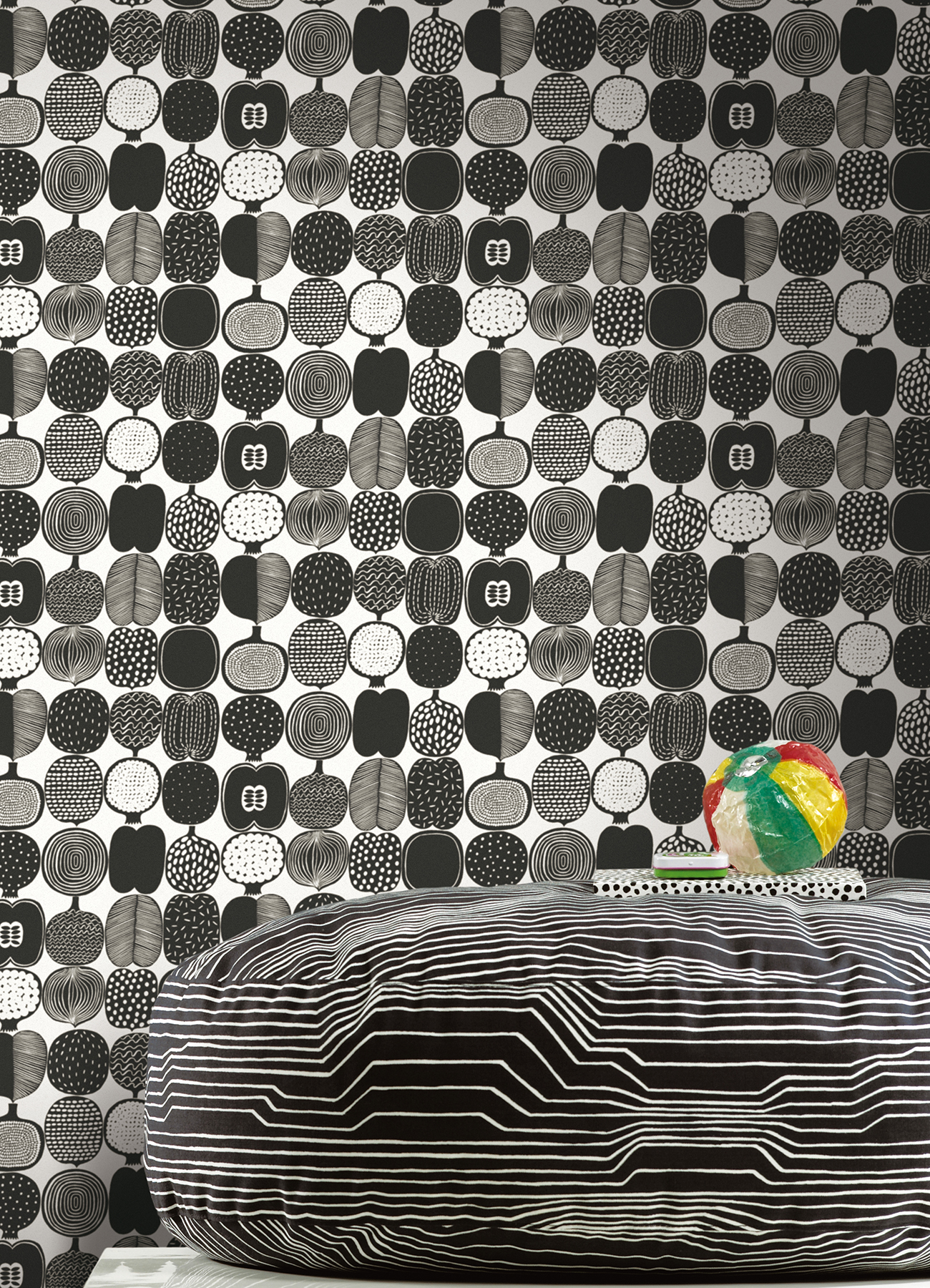 Black and White Kompotti Peel & Stick Wallpaper