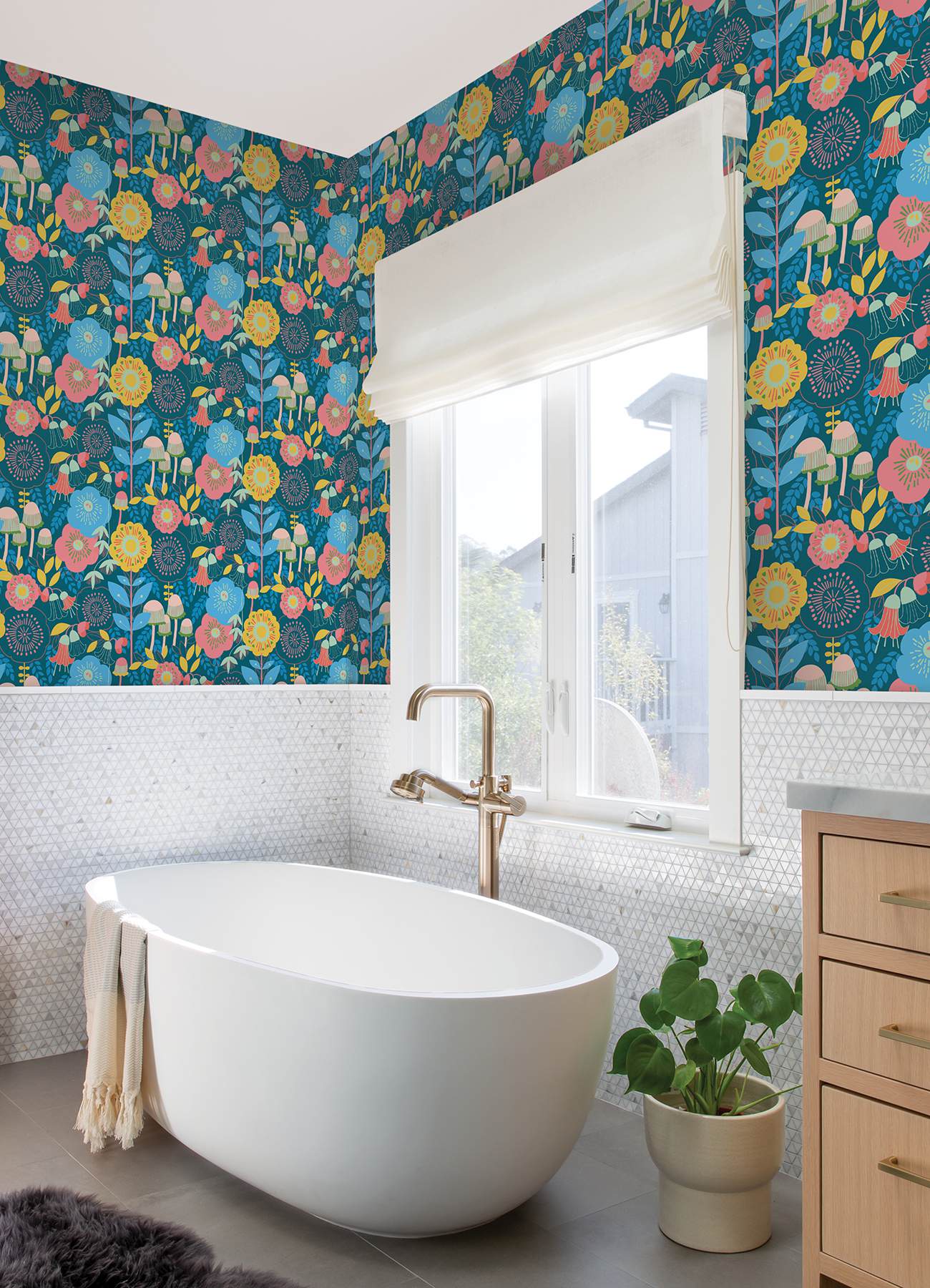Dream Garden Teal Peel & Stick Wallpaper