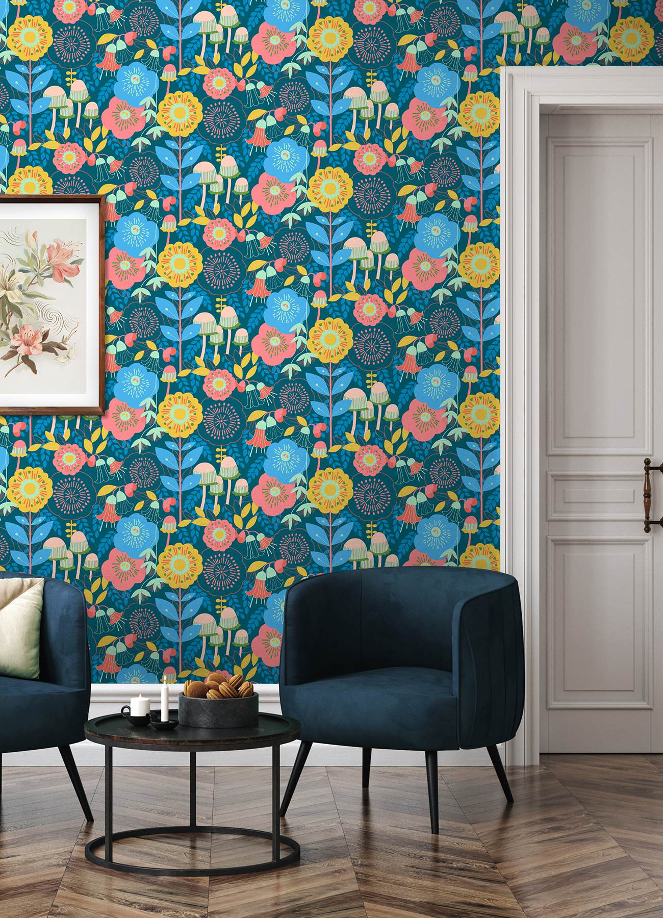 Dream Garden Teal Peel & Stick Wallpaper