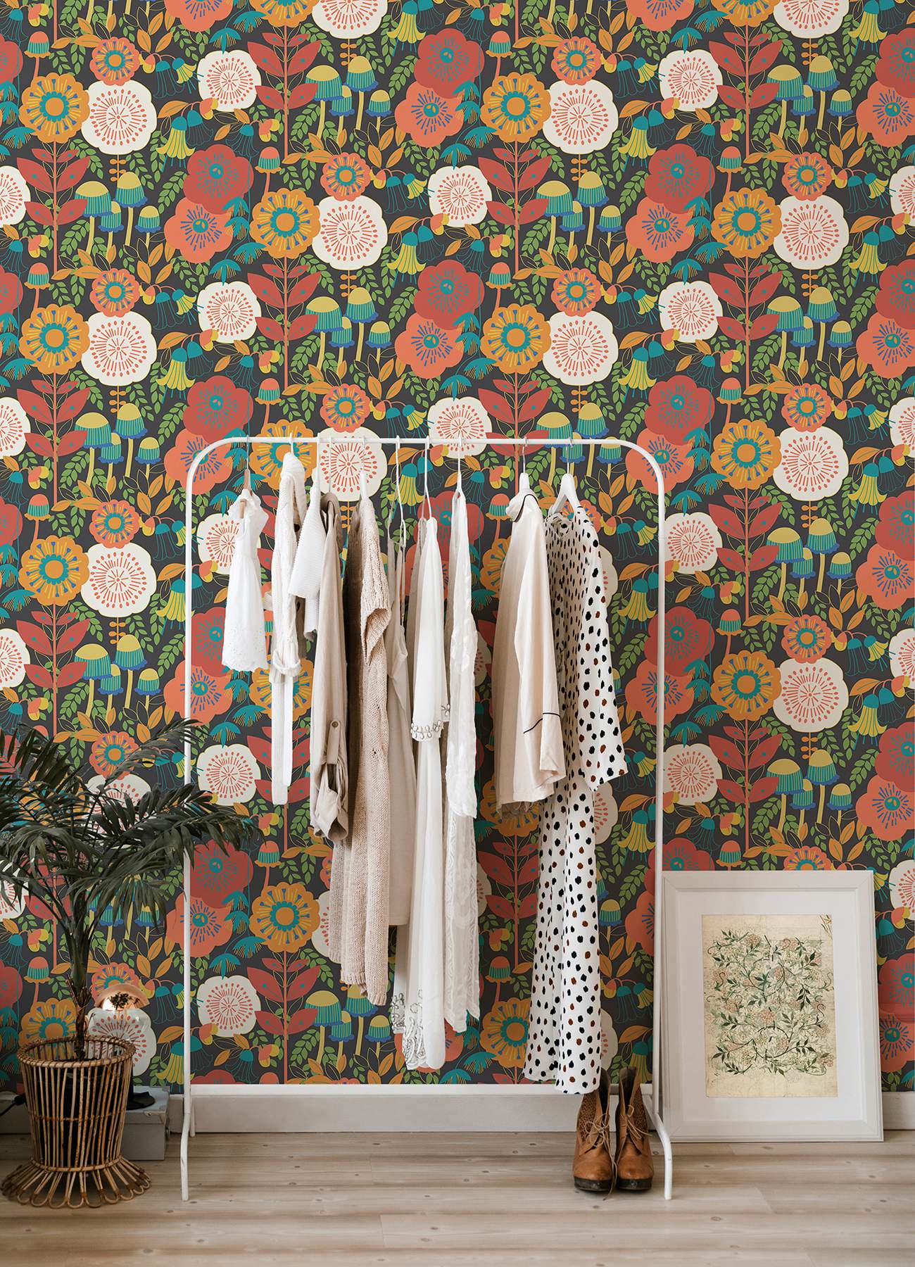 Dream Garden Dark Brown Peel & Stick Wallpaper