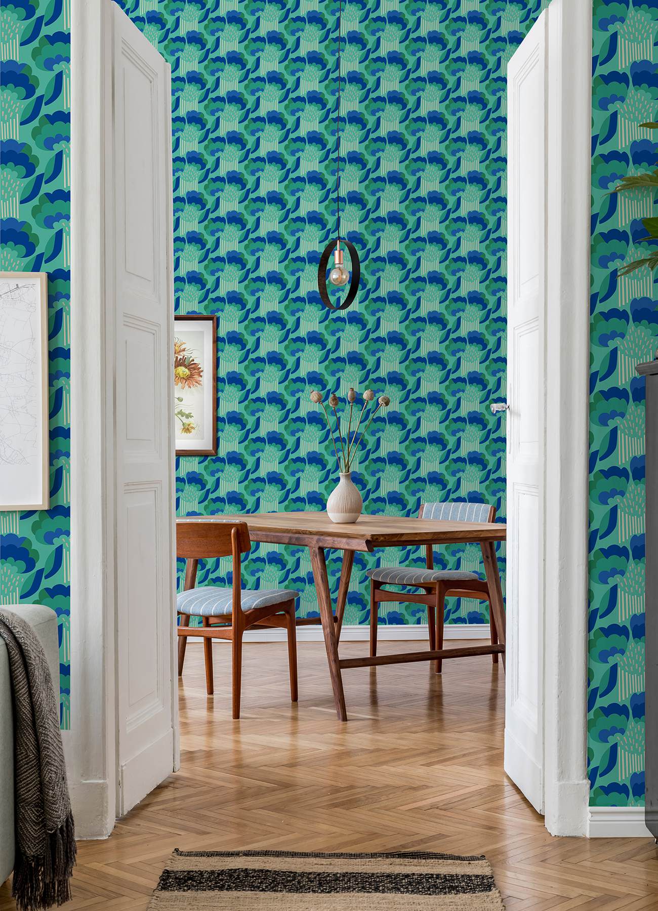 Retro Esme Aqua Peel & Stick Wallpaper