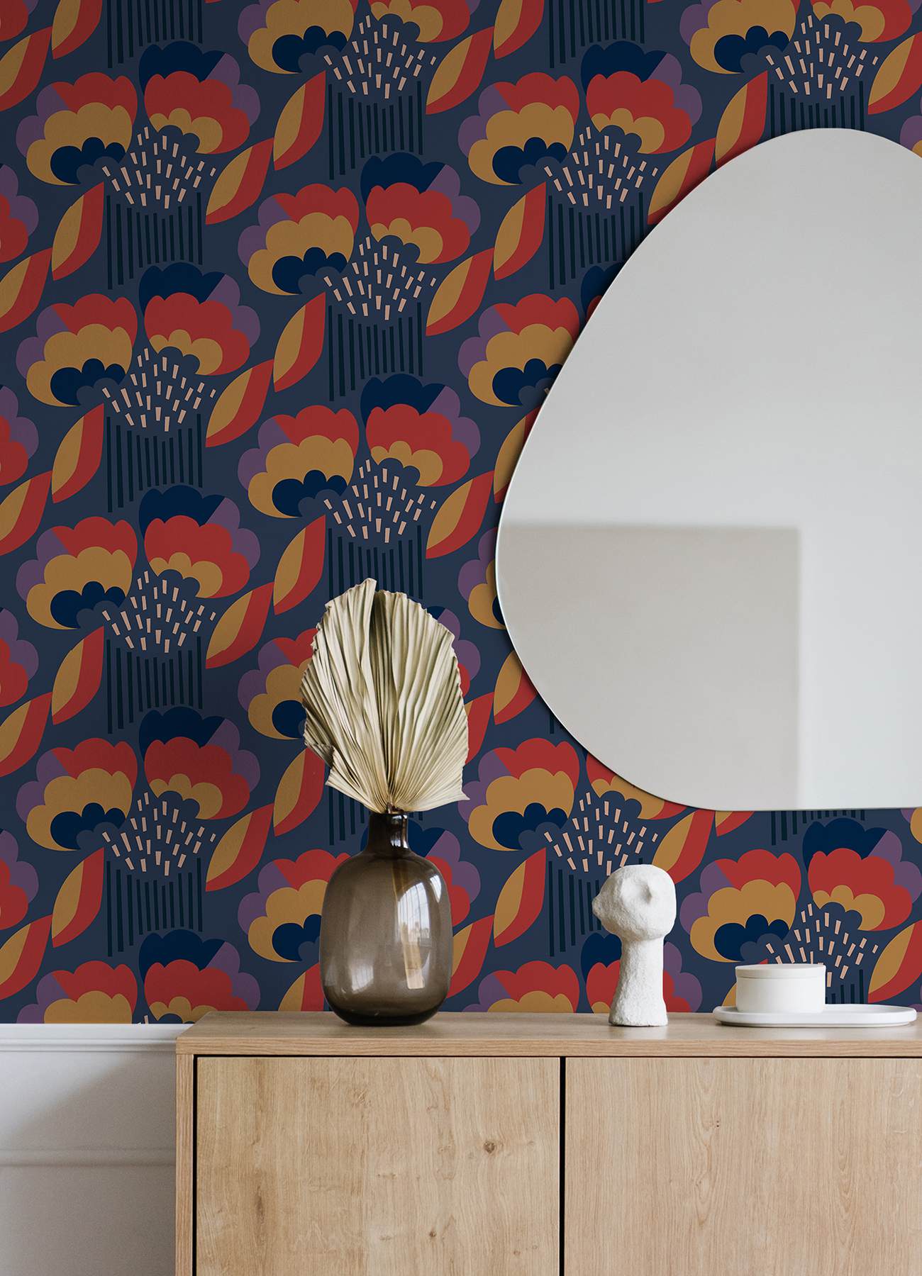 Retro Esme Navy Peel & Stick Wallpaper