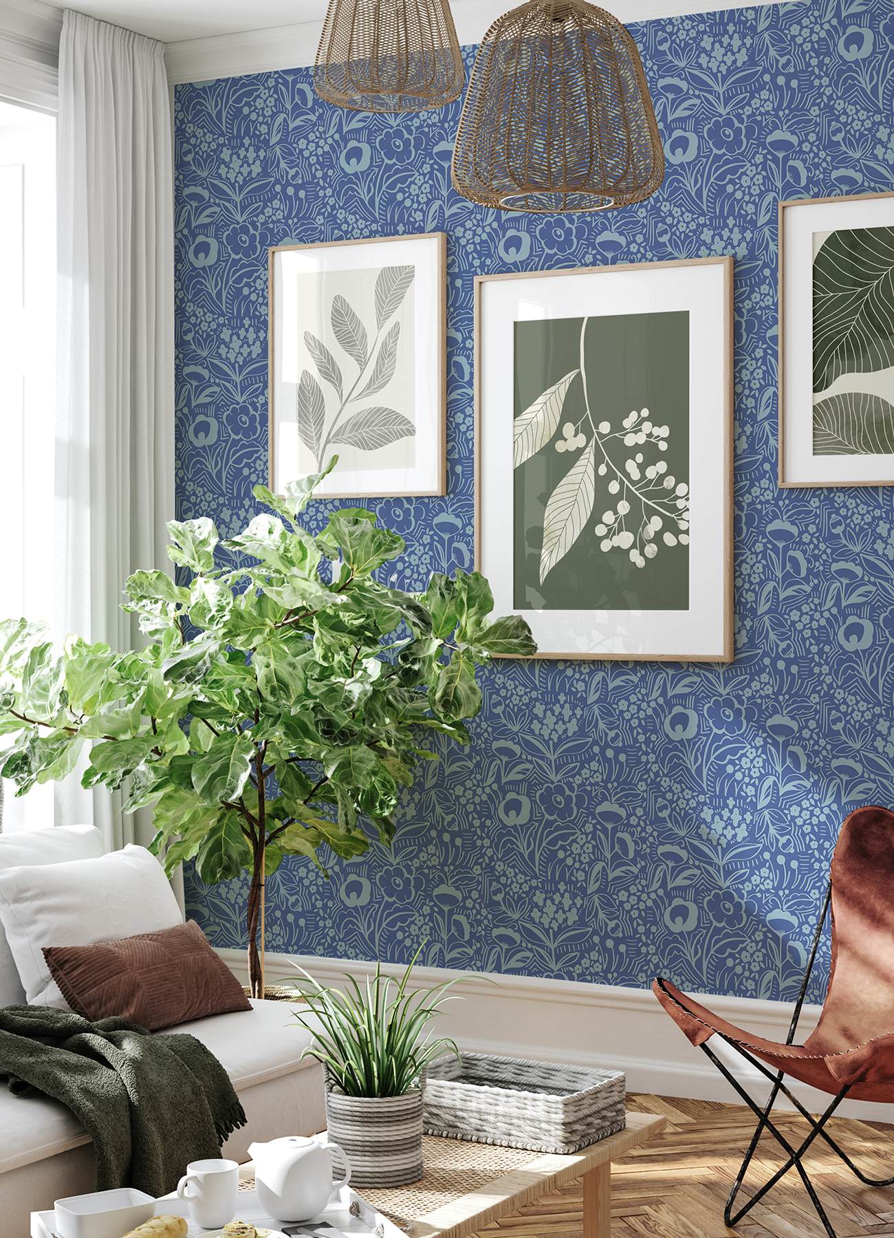 Jeani Blue Peel & Stick Wallpaper